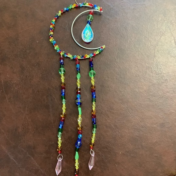 Jewelry - Colorful Handmade Beaded Crescent Moon Sun Catcher